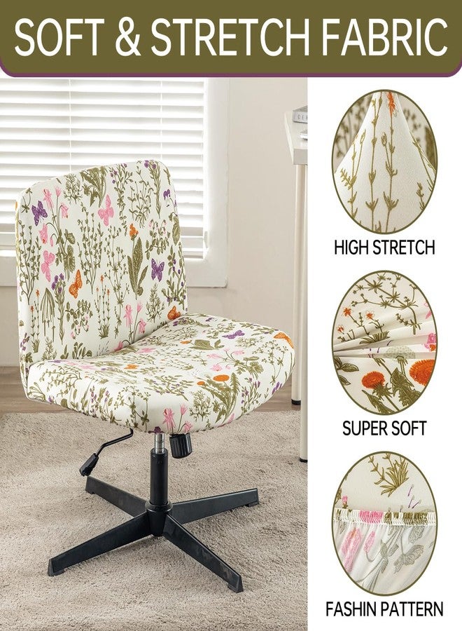 SONNACH Armless Chair Slipcover Stretch Criss Cross Chair Cover, Mid Back Wide Seat Accent Chair Covers,Modern Vanity Chair Cover for Office Desk (Butterfly) - Image 3